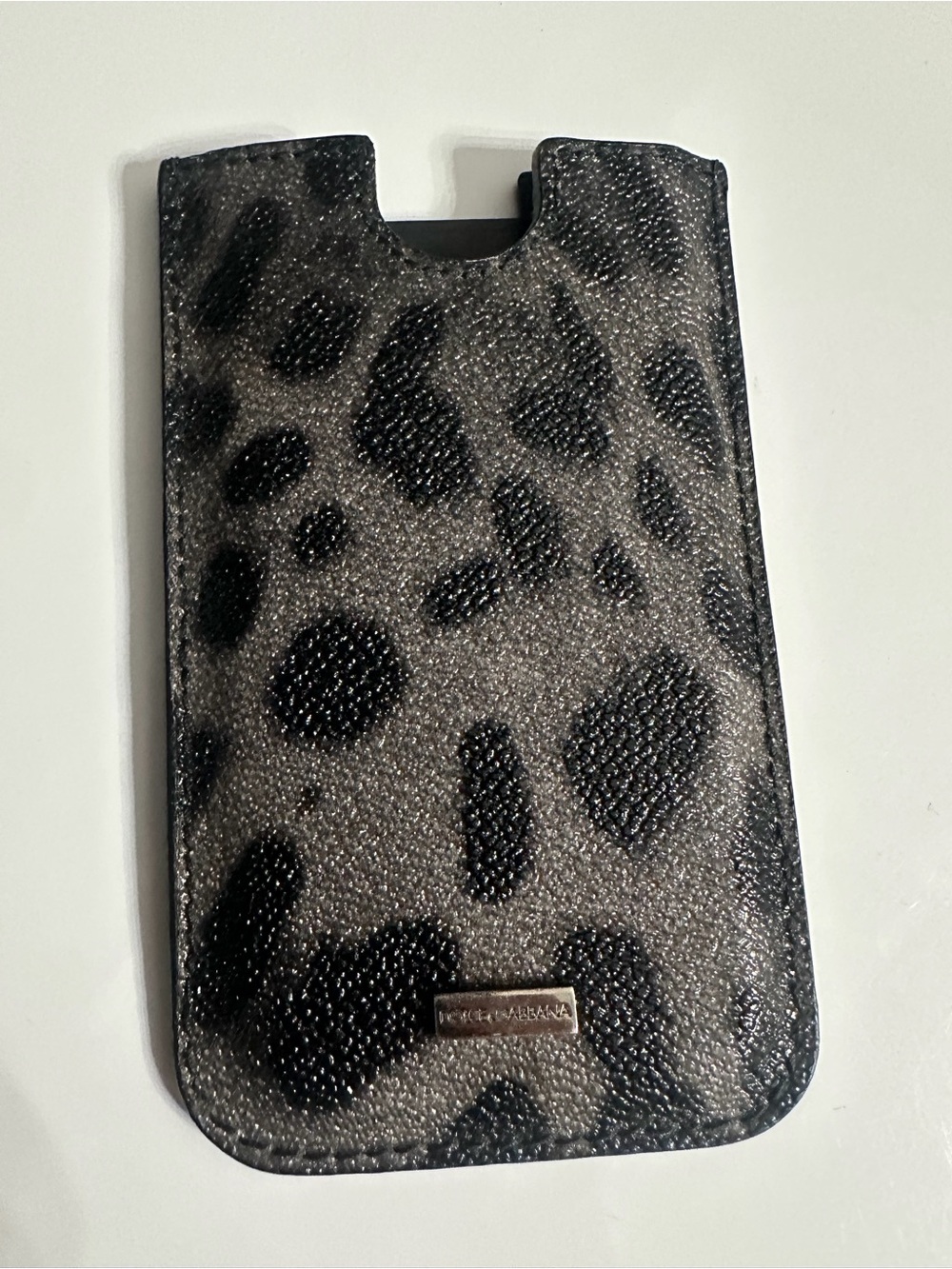 Dolce & Gabbana Black and Gray Leopard Print Phone Sleeve 4G